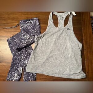 Adidas Workout Outfit Size Women’s medium leggings nwt large Racerback top